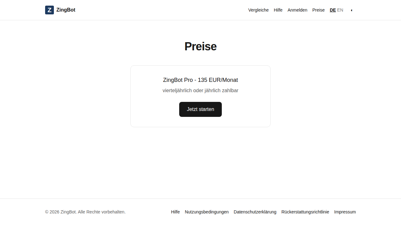 Preise — XING Automatisierung | ZingBot